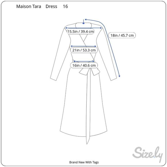 Maison Tara Womens Blue High Low Quarter Sleeve Midi Wrap Dress NEW Size 16 - Picture 5 of 5